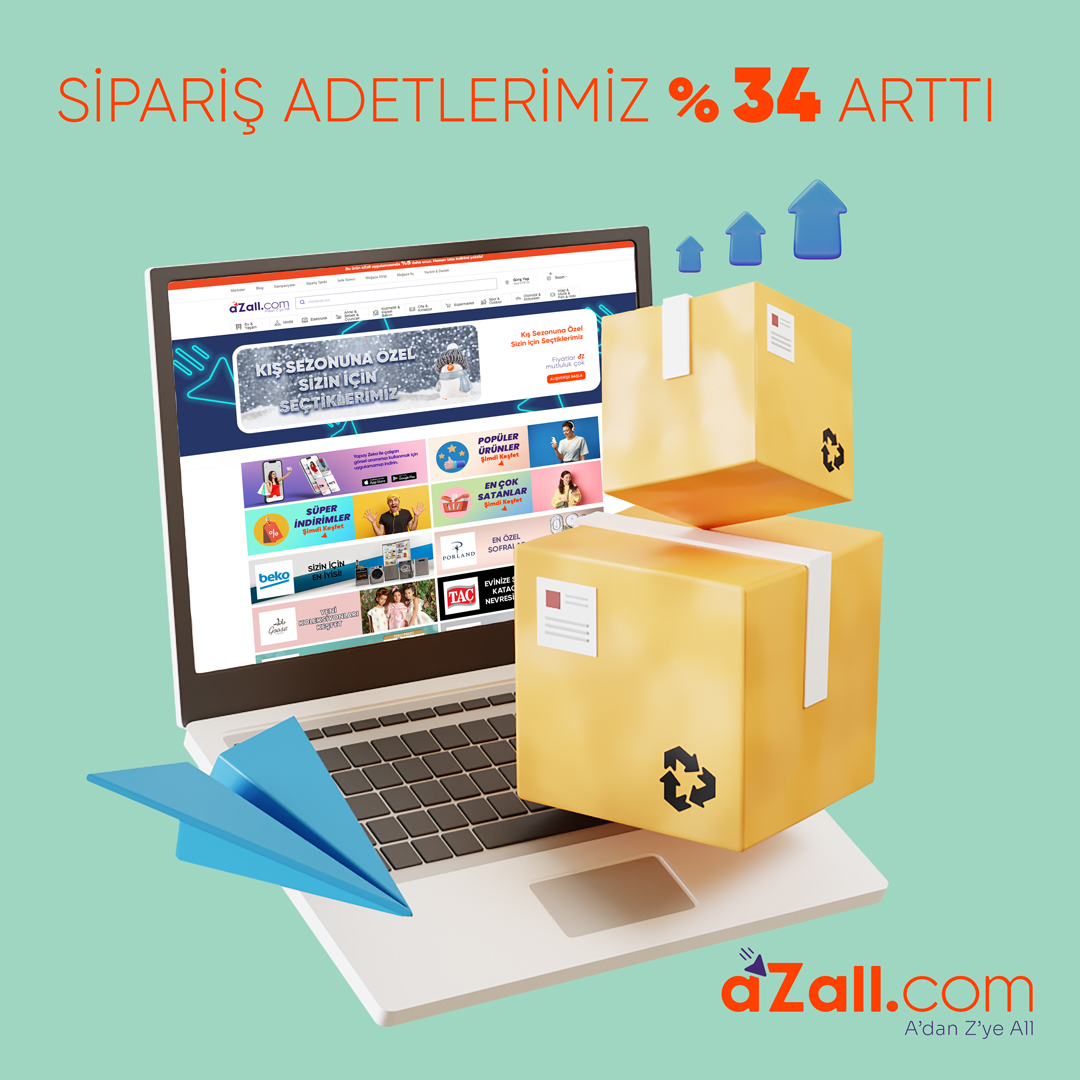 Azaall.com un laptop görseli içeren reklamı